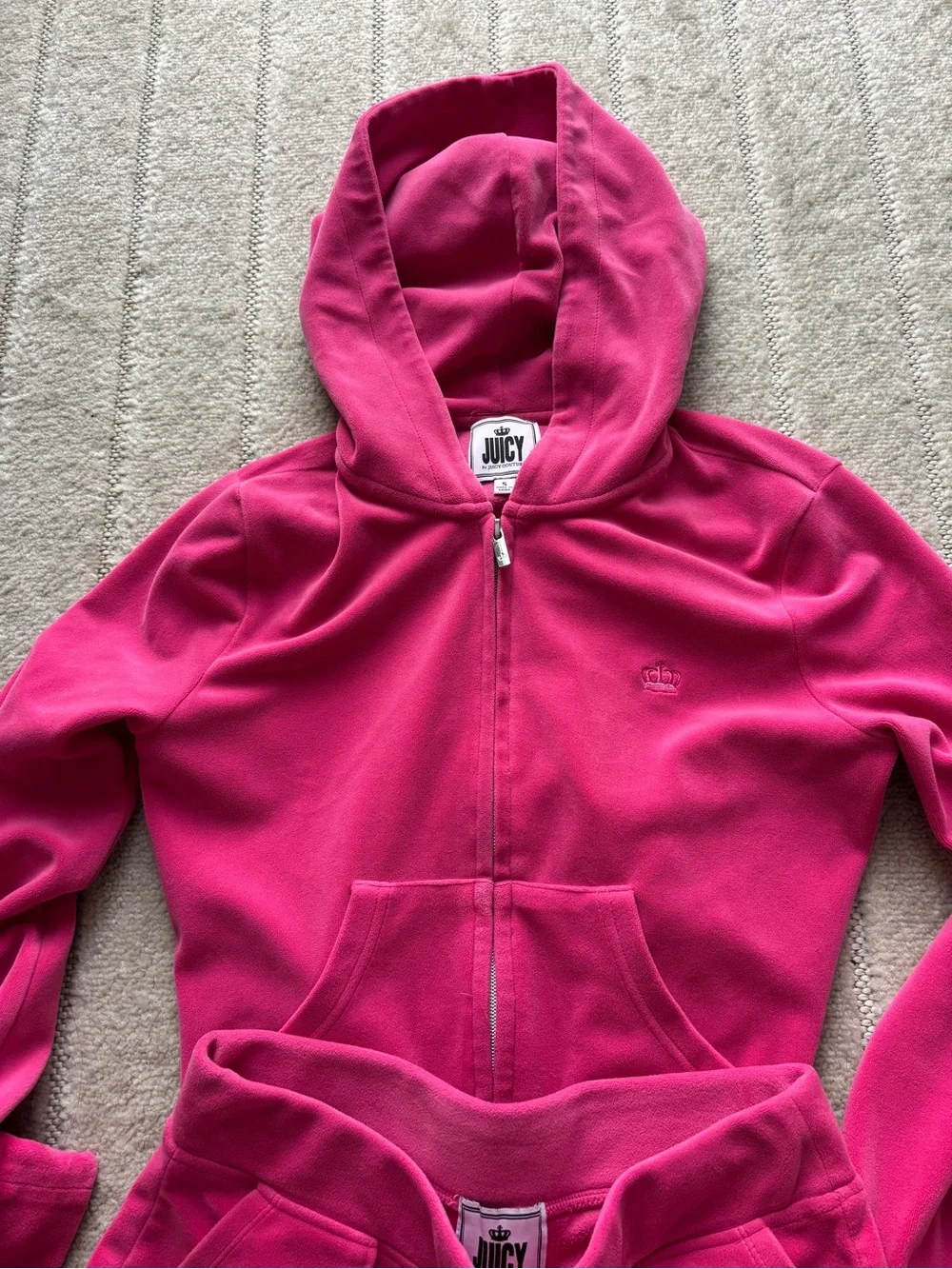 Juicy Couture Hot Pink Velour Zip Hoodie Set